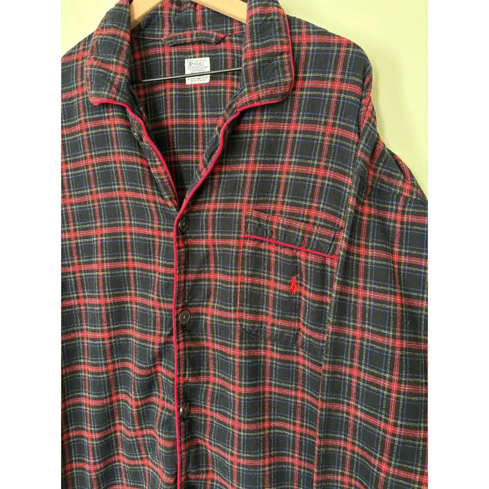 Polo Ralph Lauren Vintage Plaid Night Shirt Top L/XL, Flannel